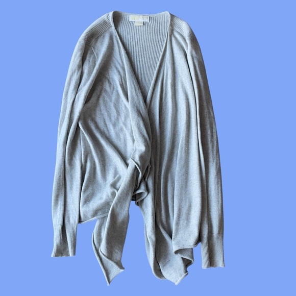 Michael Michael Kors taupe ribbed cashmere angora blend waterfall cardigan XL - Picture 9 of 16